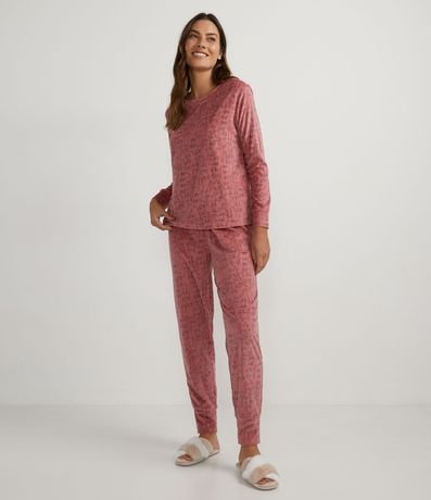 Pijama Largo en Plush con Estampado de Gatos 1