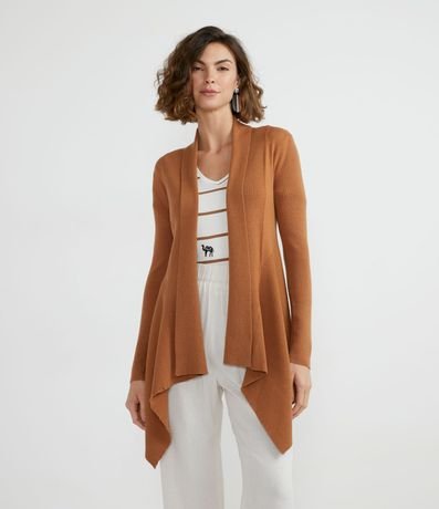 Cardigan Alargado de Punto Texturizado con Abertura Total