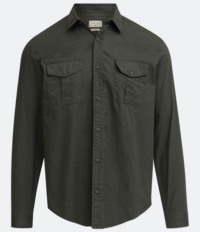 Camisa Manga Larga en Sarga con Bolsillos 6