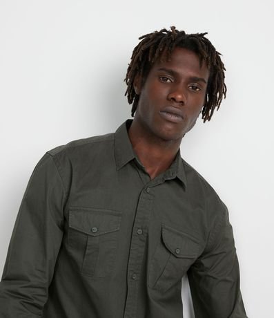 Camisa Manga Larga en Sarga con Bolsillos 3