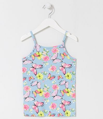 Blusa Musculosa Infantil con Estampado de Flores y Mariposas - Talle 5 a 14 años 2