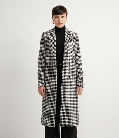 Campera Alargado en Polivelour en Cuadrillé Pied-de-Poule