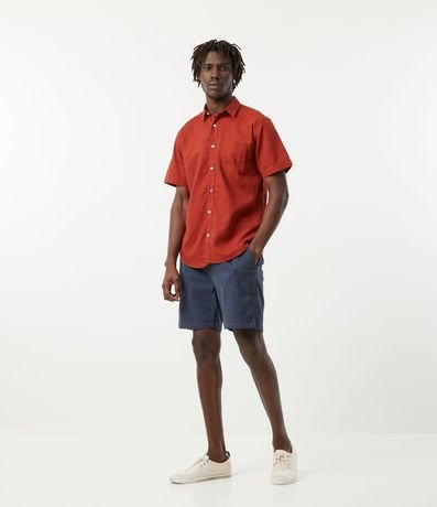 Camisa Comfort Básica en Lino con Bolsillo Delantero 2