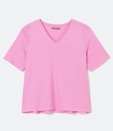 Blusa Básica en Algodón con Cuello V Curve & Plus Size 4