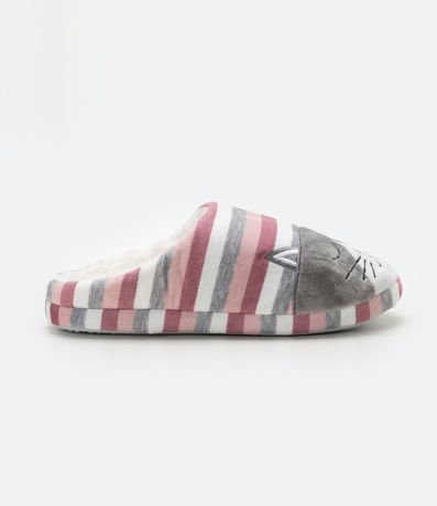 Pantunfla Chanclas con Estampado de Rayas y Bordado de Gato 1