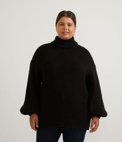 Suéter Amplio en Tejido de Punto con Cuello Alto Curve & Plus Size 1