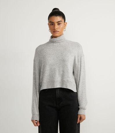Blusa en Viscosa con Cuello Alto y Barra Mullet 1