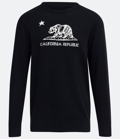 Buzo Sueter de Punto con Lettering "California Republic" y Patrón de Oso 5