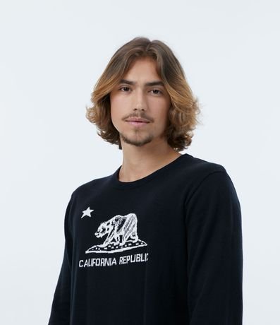 Buzo Sueter de Punto con Lettering "California Republic" y Patrón de Oso 4
