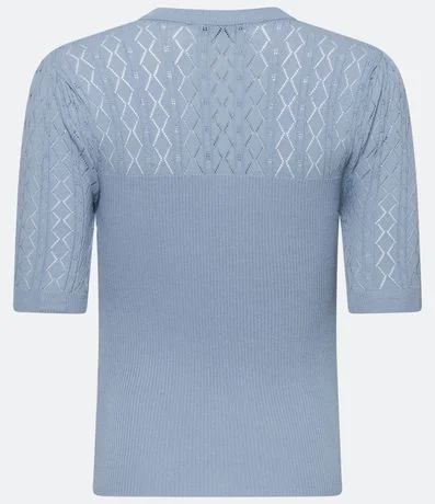 Blusa Manga Corta en Tejido de Punto con Detalles Huecos 6