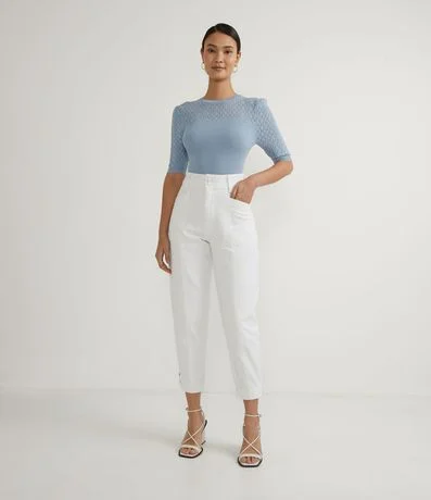 Blusa Manga Corta en Tejido de Punto con Detalles Huecos 4