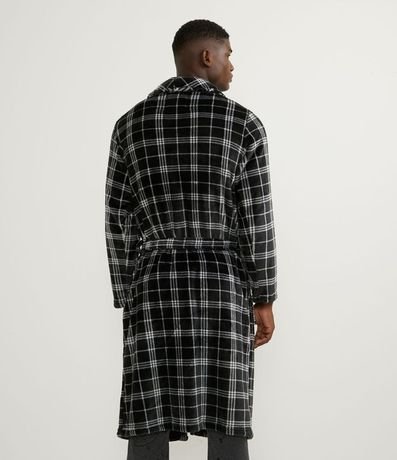 Bata de Baño en Fleece con Estampado Cuadrillé 2