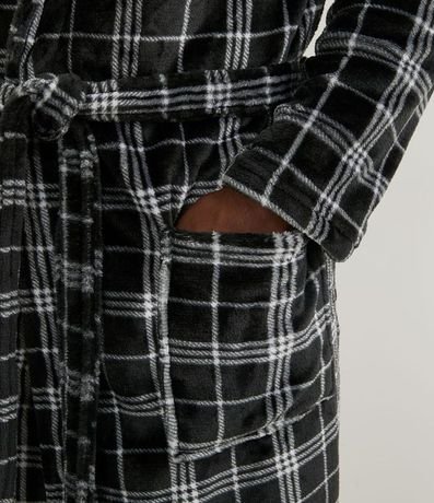 Bata de Baño en Fleece con Estampado Cuadrillé 4