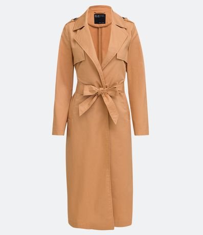 Campera Trench Coat Alargado en Algodón con Cinturón para Amarre 5