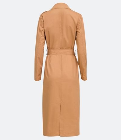 Campera Trench Coat Alargado en Algodón con Cinturón para Amarre 6