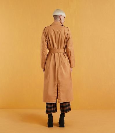 Campera Trench Coat Alargado en Algodón con Cinturón para Amarre 2