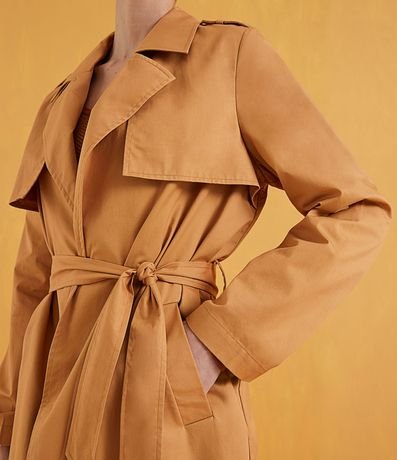 Campera Trench Coat Alargado en Algodón con Cinturón para Amarre 4