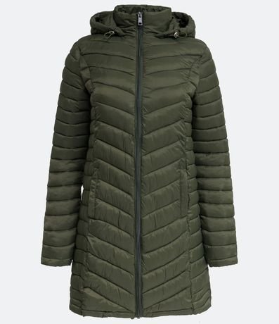 Campera Puffer Alargada en Poliamida con Capucha 7