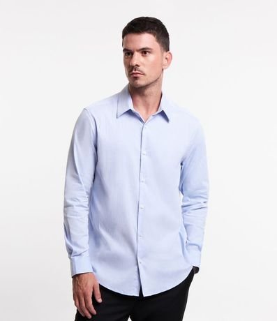 Camisa Social en Algodón Manga Larga con Textura Maquinetada