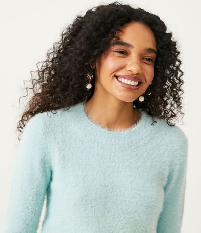 Buzo Cerrado de Punto con Cuello Redondo y Hilo de Peluche 4