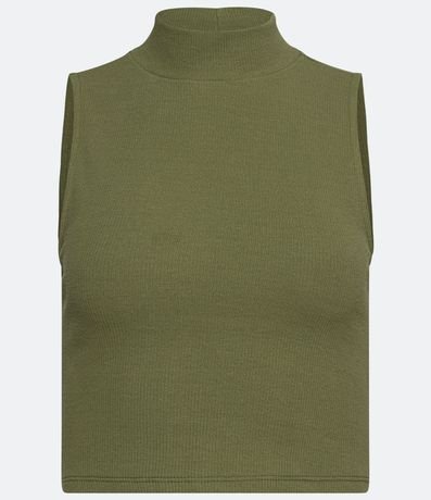 Blusa Cropped Básica sin Manga en Algodón con Cuello Alto 5