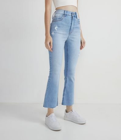 Pantalón Flare Cropped Jeans con Desgastes 1