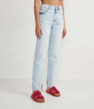 Pantalón Mom Jeans con Desgastes y Barra a Hilo 1