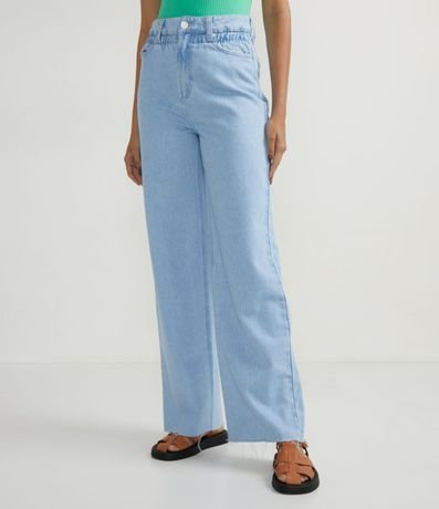 Pantalón Wide Leg Jeans con Elástico Abajo de la Cintura 1