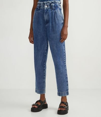 Pantalón Mom Jeans con Cintura Elástica y Pliegues 1