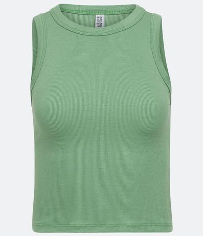 Blusa Cropped sin Manga en Ribana con Cuello Redondo 5