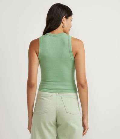 Blusa Cropped sin Manga en Ribana con Cuello Redondo 2