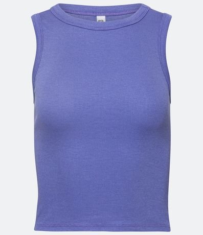 Blusa Cropped sin Manga en Ribana con Cuello Redondo 5