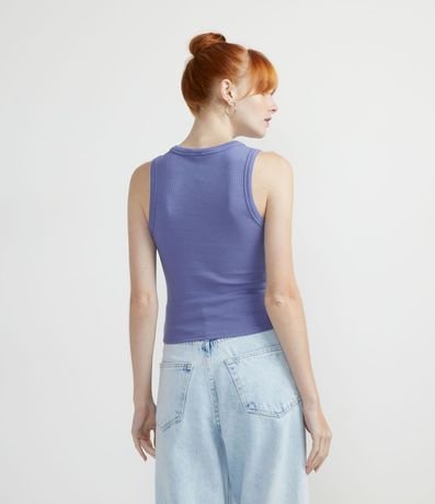 Blusa Cropped sin Manga en Ribana con Cuello Redondo 2
