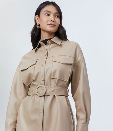 Campera con Bolsillos Delanteros y Cinturón 3