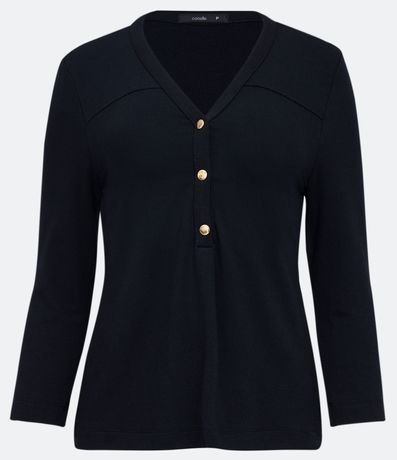 Blusa Manga 3/4 en Algodón con Botones Delanteros 5