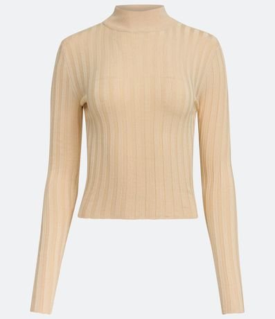 Blusa de Punto Acanalado con Cuello Alto y Manga Larga 5