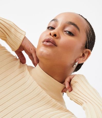 Blusa de Punto Acanalado con Cuello Alto y Manga Larga 4
