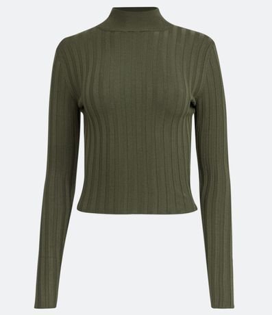 Blusa de Punto Acanalado con Cuello Alto y Manga Larga 5