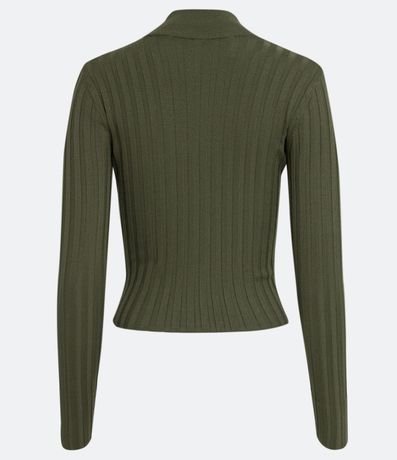 Blusa de Punto Acanalado con Cuello Alto y Manga Larga 6