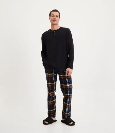 Pantalón Pijama con Estampado Tejido de Punto Grid 1