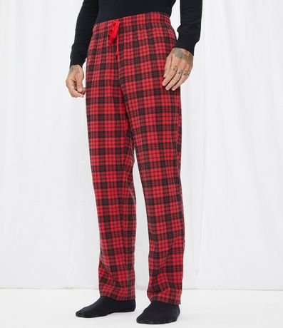 Pantalón de Pijama con Cintura Elástica y Amarre en Estampado Cuadrillé 1