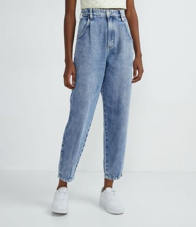 Pantalón Baggy Jeans con Pliegues y Barra Ajustada 1