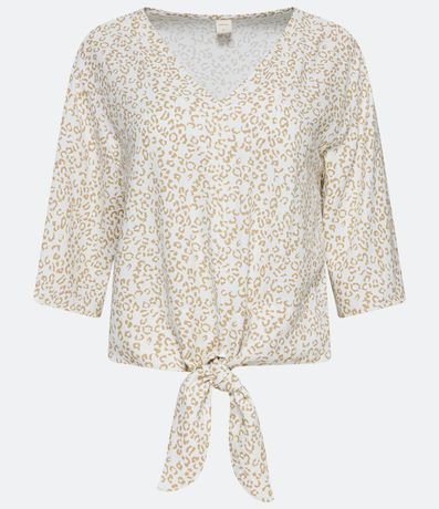 Blusa en Viscosa con Estampado Animal Print Jaguar y Amarre en la Barra 6