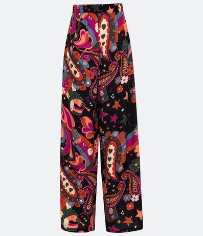 Pantalón Pantalona en Viscosa con Estampado Paisley Floral 6