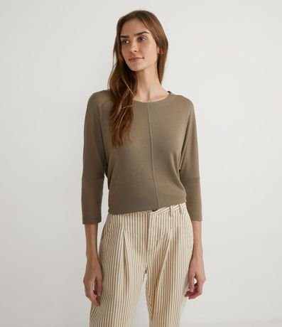 Blusa en Poliviscosa con Manga 7/8 y Recortes 1