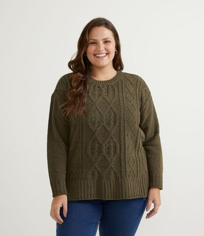 Suéter en Chenille con Puntos Diferenciados Curve & Plus Size