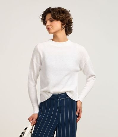 Suéter en Tejido de Punto Texturizado con Sisa Deslocada