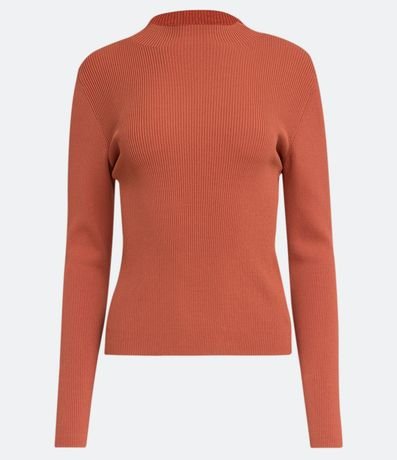 Blusa Básica en Tejido de Punto Acanalada con Cuello Alto 7