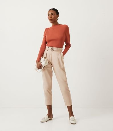 Blusa Básica en Tejido de Punto Acanalada con Cuello Alto 4