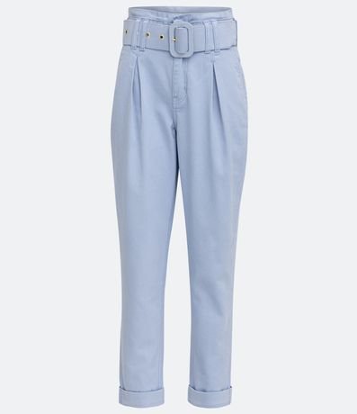 Pantalón Clochard en Sarga con Cinturón Forrado y Pliegues Delanteros 6